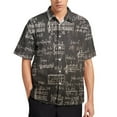 thumbnail image 1 of Mens Summer Chalkboard Filled Music Math Chaos Shirts Button Down Short Sleeve Vintage Hawaiian Shirts with Pocket, 1 of 6