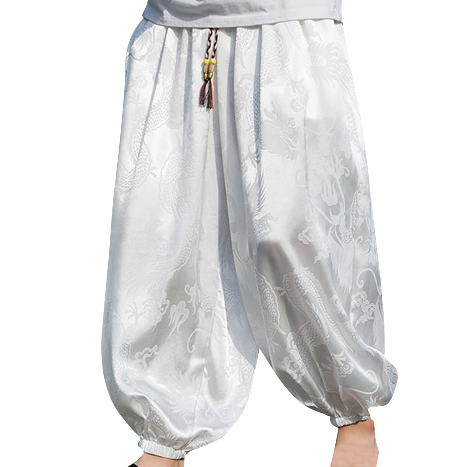 Mens Summer Clothes New Pretty Pants Ice Silk Dark Flower Outdoor Star
