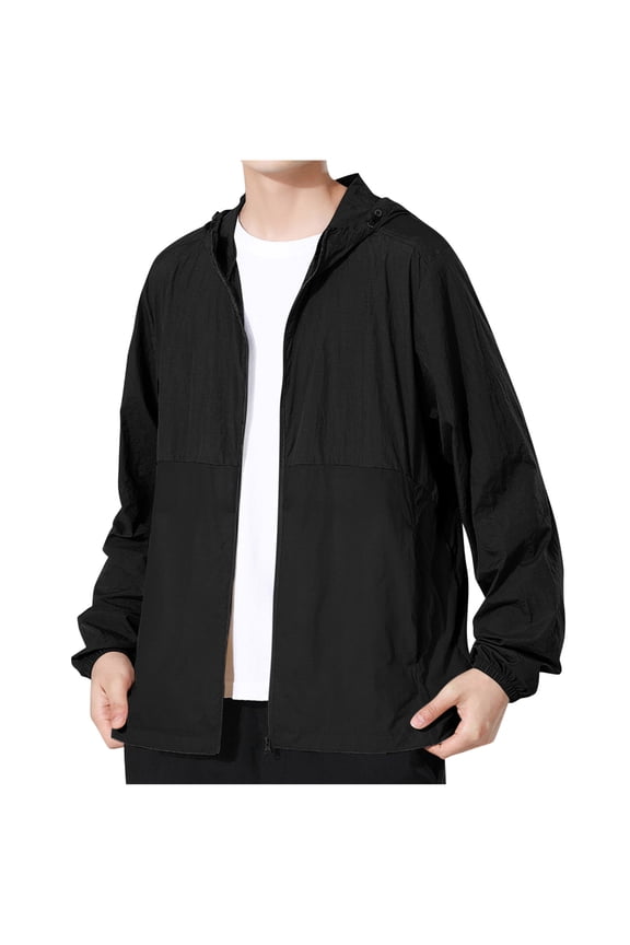Mens Summer Cooling Shirt Jackets Long Sleeve Patchwork Quick Dry Zip Up Hoodies Stylish Casual Sport Shirts