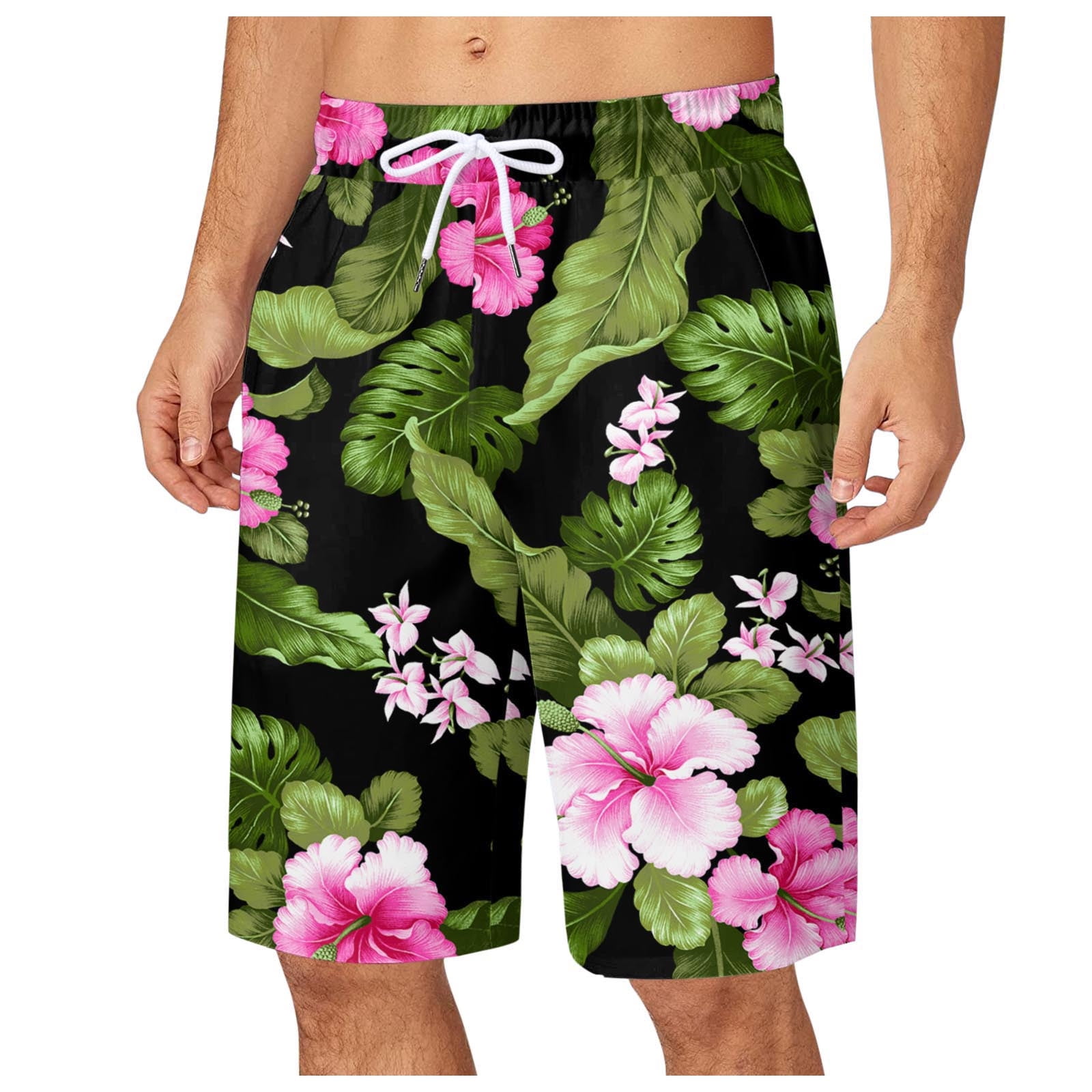 Mens Summer Digital 3D Flowers Printed Ventilate Shorts Elasticated