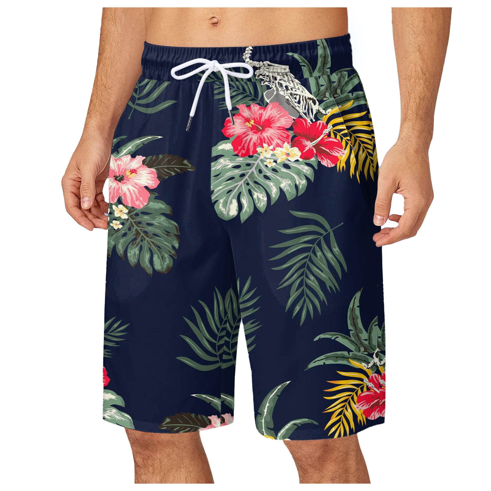 Mens Summer Digital 3D Flowers Printed Ventilate Shorts Elasticated