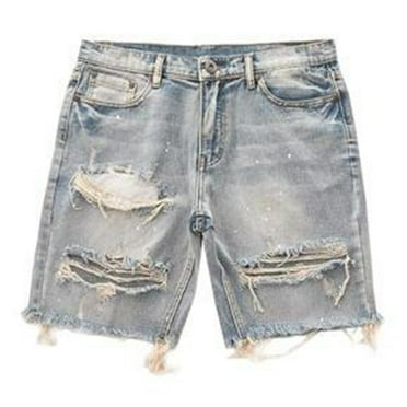 Mens Summer Distressed Shorts Fashion Slim Ripped Short Jeans Vintage Streetwear