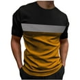 thumbnail image 1 of Mens Summer Fashion Color Block Tops Casual Crewneck Short Sleeve Athletic Workout T-Shirts Comfort Breathable Tees, 1 of 3