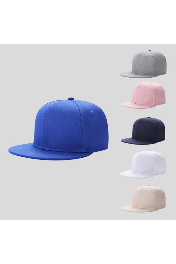 Mens Summer Flat Brim Baseball Cap Hip Hop Snapback Hat Solid Color Structured Travel Adjustable Cap for Women Grey A