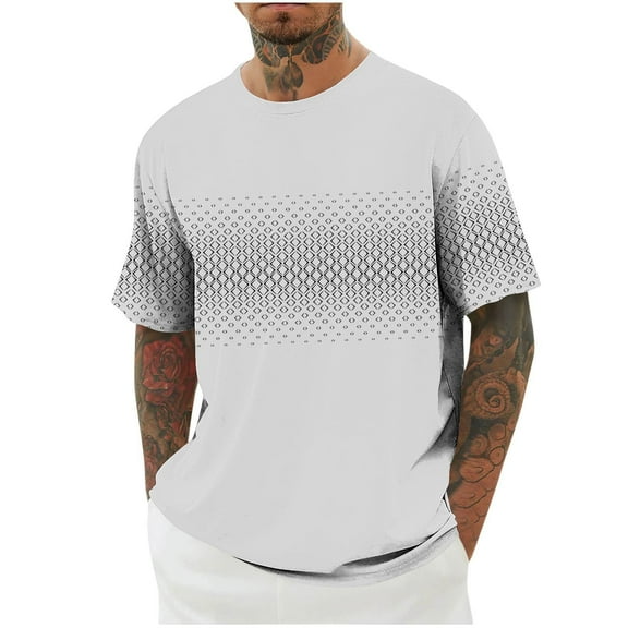 Mens Summer Fshion Tops Shirts 2025 Plus Size Print Round Neck Casual Fashion Short Sleeve Round-Neck Blouses Shirts