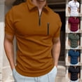 thumbnail image 1 of Mens Summer Henley Polo Shirt Zip Placket Athletic T Shirt Summer Short Sleeve Top White M, 1 of 6