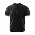 thumbnail image 1 of Mens Summer Knitted Shirt Fashion Front Placket Short Sleeve Button Down Tee Top, 1 of 8