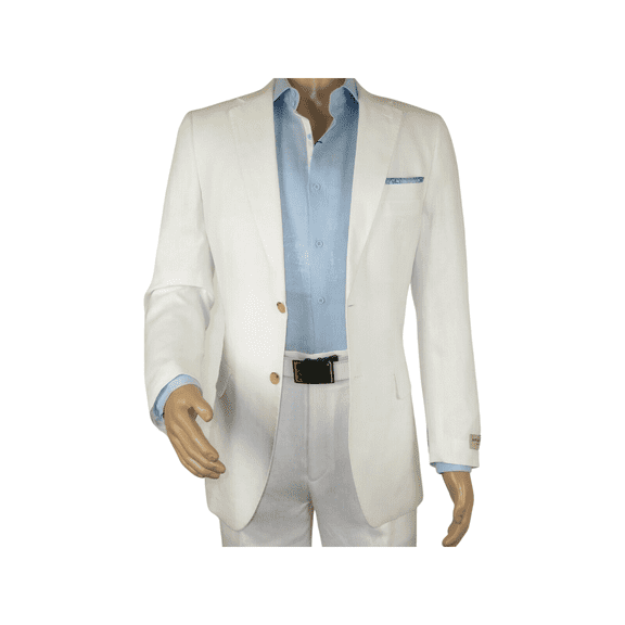 Mens Summer Linen Suit Apollo King Half Lined 2 Button European LN6 White Party
