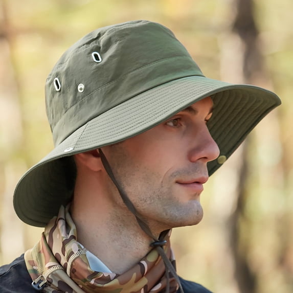Mens Summer Outdoor Breathable Fisherman Cap Foldable Sun Bucket Hat