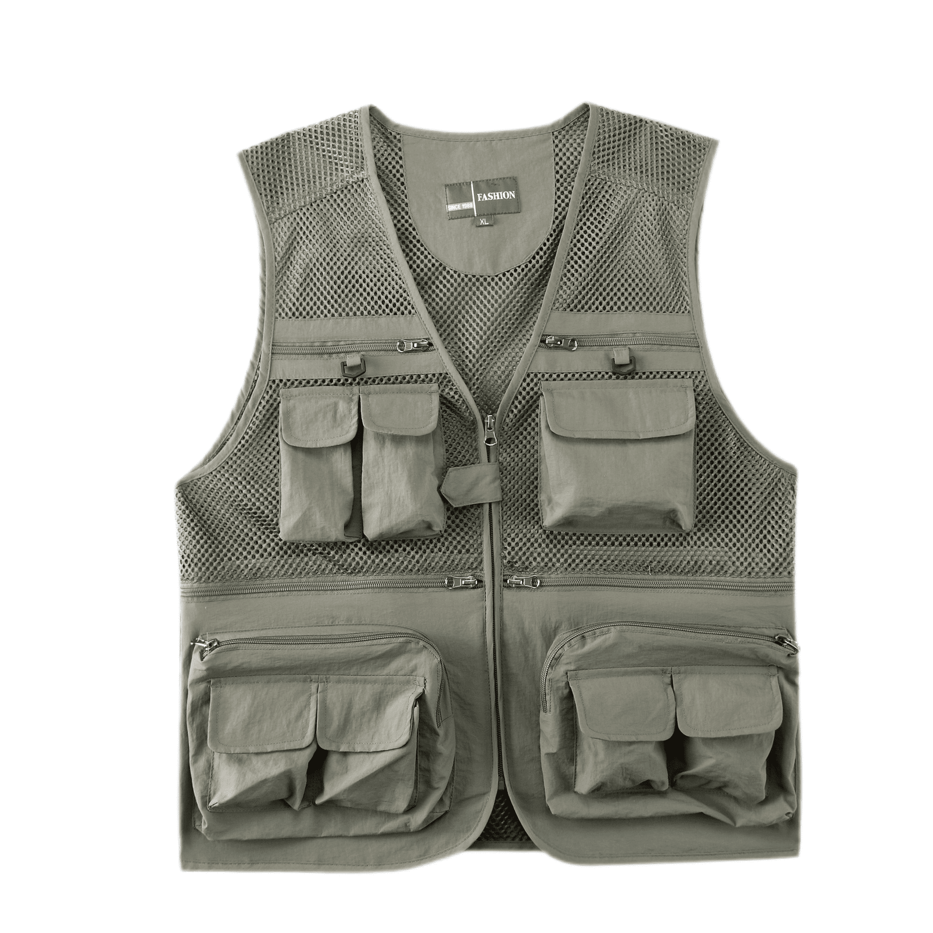 Miluxas Men's Fishing Vest Summer Outdoor Work Safari Travel Photo Vests  with Multi Pockets for Men Clearance Orange 14(XXXXXL) 