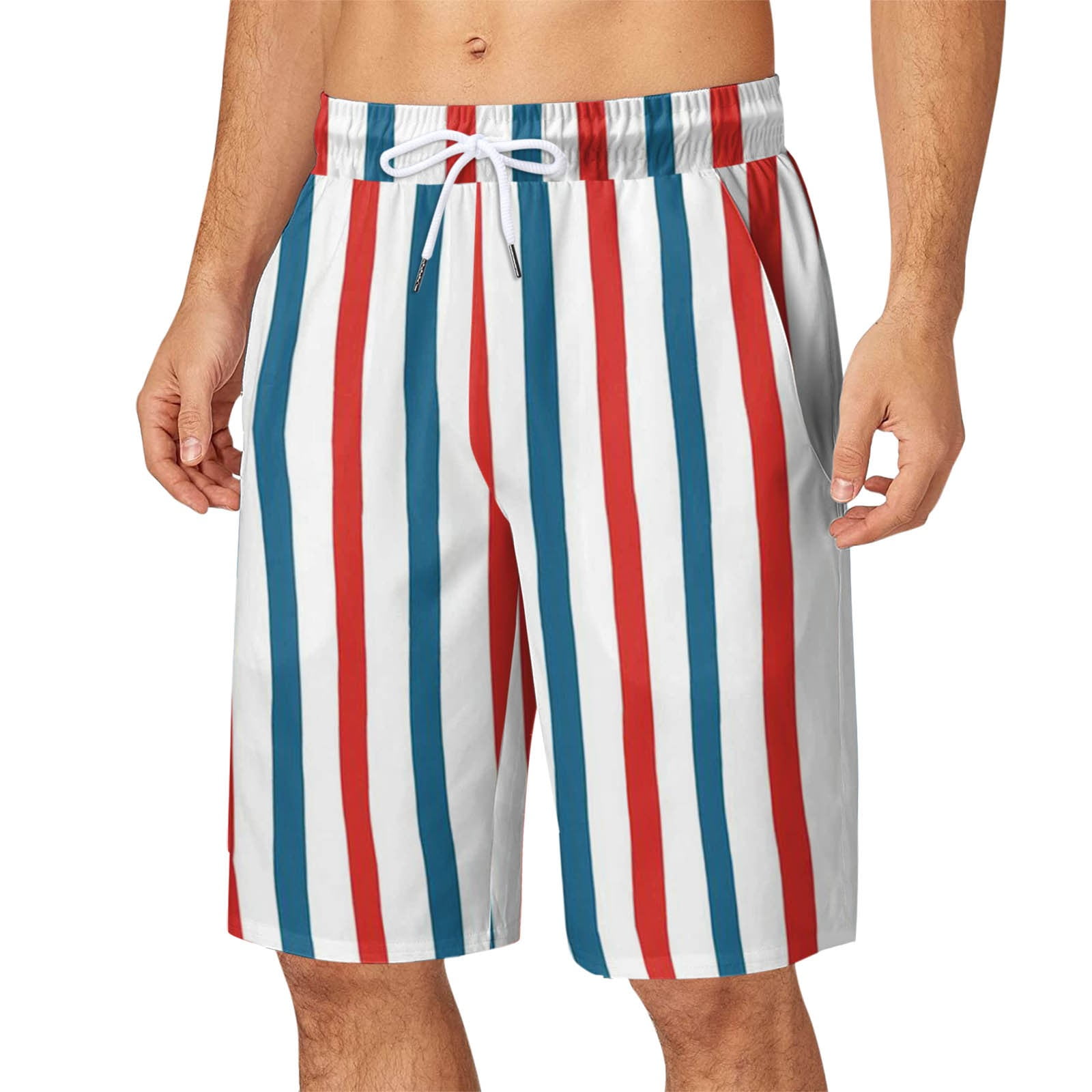 Mens Summer Plus Size Pants Pocket Drawstring Loose Casual Sports