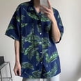 thumbnail image 1 of Mens Summer Shirt Patch Pocket Quick Drying Hawaiian Floral Leaves Print Tops, 1 of 7