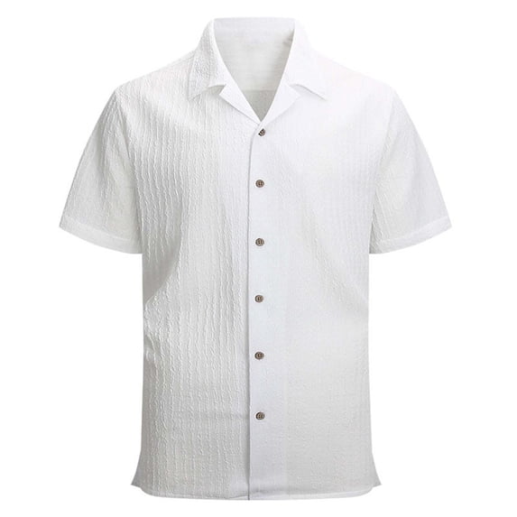 Mens Summer Shirts - Mens Dress Shirts Stretch Short Sleeve Shirts Casual Button Down Shirt Trendy Business Tops Summer Beach Shirts