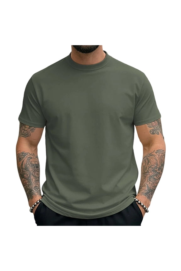 Mens Summer Shirts - Mens Ice Silk T-Shirts Casual Crewneck Short Sleeve Shirts Summer Tops Basic Pullover Tees