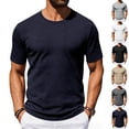 thumbnail image 1 of Mens Summer Shirts - Mens Short Sleeve T Shirts Casual Crewneck Solid Color Shirt Summer Cable Knitted Stretch Pullover Tees, 1 of 7