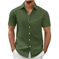 thumbnail image 1 of Mens Summer Shirts Short Sleeve Button Down T-Shirt Business Casual Solid Color Hawaiian Vacation Beach Tops, 1 of 5