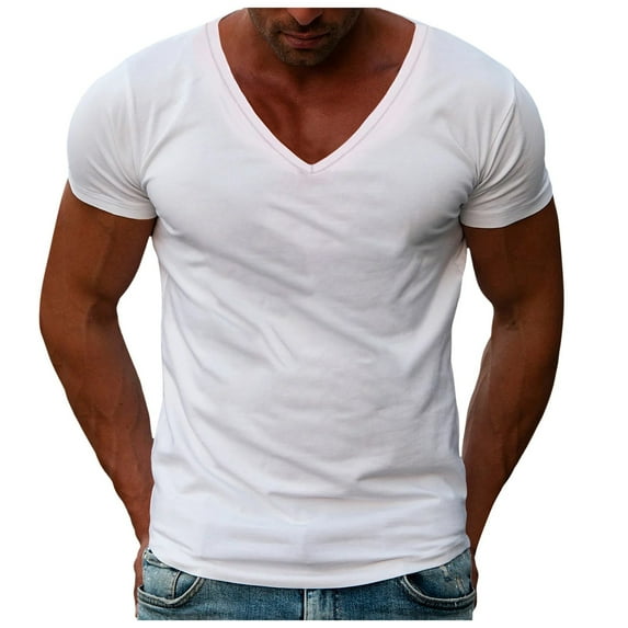 Mens Summer Short Sleeved V Neck Short Sleeved Solid Color Casual Slim V Neck T Shirt Large Tall Mens Shirts Mens T Shirts Pack Large Tall T Shirts Men T Shirts Graphic Tees Night Shirts for Men Men's