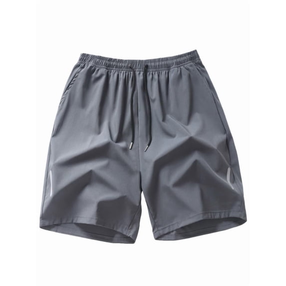 Mens Summer Shorts Elastic Waist Drawstring Solid Color Cargo Pants with Pockets Shorts