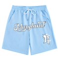thumbnail image 1 of Mens Summer Shorts Men's Letter Graphic Track Shorts Drawstring Waist Summer Workout for Running and Gym Light Purple M, 1 of 5