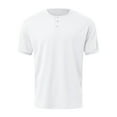thumbnail image 1 of Mens Summer Simple Button Short Sleeve T Shirt Top Blouse, 1 of 3