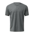 thumbnail image 1 of Mens Summer Simple Button Short Sleeve T Shirt Top Blouse, 1 of 5