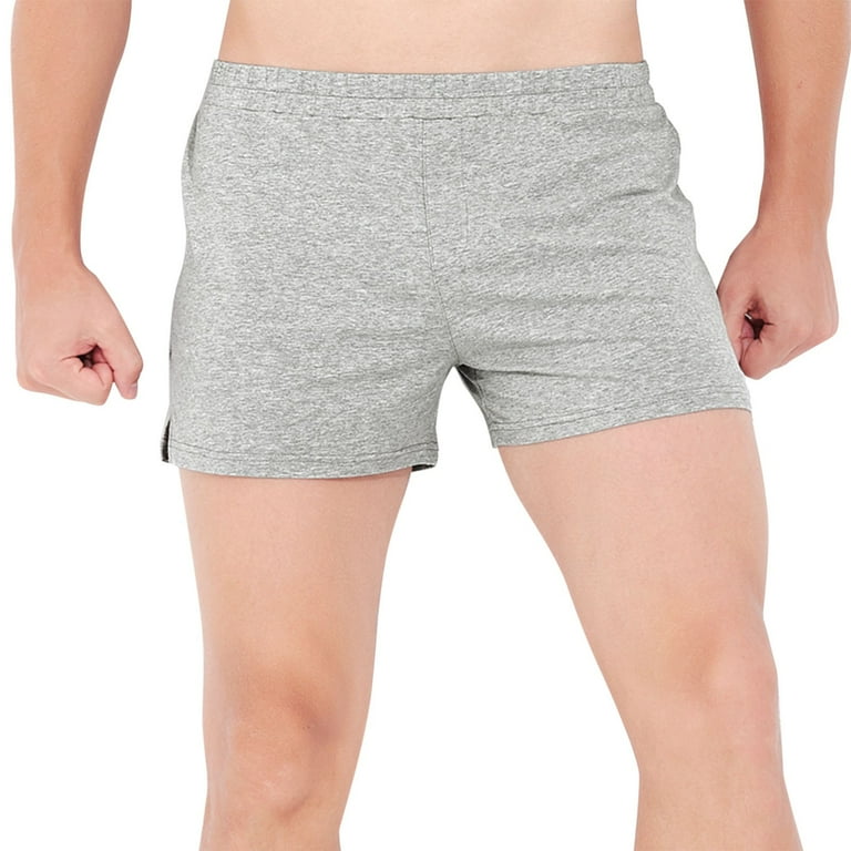 Mens Summer Solid Color Compression Shorts for Men Cotton Pants Elastic Band Mens Knit Shorts Loose Quick Dry Casual Nylon Shorts Mens Sports Running Straight Shorts Beach Home Pants Underwear I
