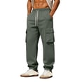 Mens Summer Spring Cargo Pants Solid Color Tight Waist Drawstring ...