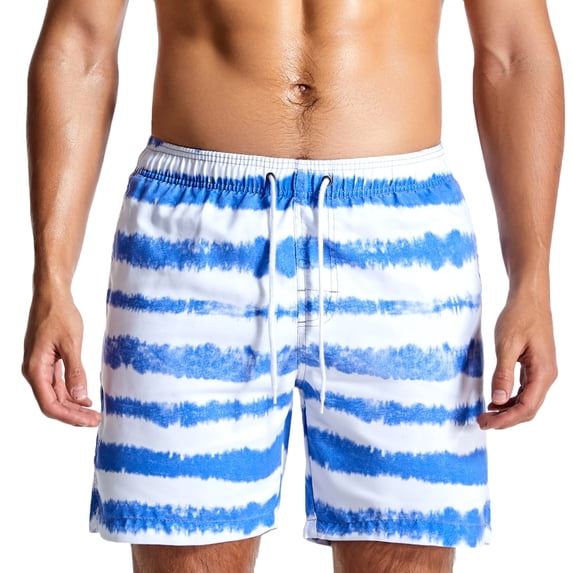 Mens Summer Swim Trunks Fashion Graphic Shorts Casual Lightweight Quick Dry Relaxed Fit Bathing Suits Breathable Drawstring Short Pants