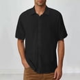 thumbnail image 1 of Mens Summer T Shirts Casual Solid Young Turn-down Collar With Pocket Button Short Sleeve Summer Classic Basic Tee Shirts - Black∣2XL, 1 of 6