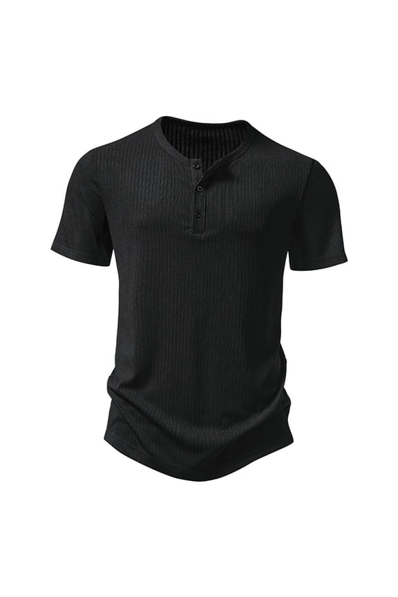 Mens Summer T Shirts Henry Short Sleeve Solid Color Tees Beach Running Workout Training Tops