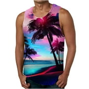 BUFGACEH Mens Summer Tank Tops Hawaiian 3D Printed Graphic Tees Sleeveless Summer Sports Gym Workout T-Shirt
