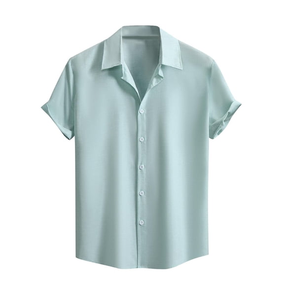 Mens Summer Textured Shirt Casual Button Down Business Short Sleeve Shirts Stylish Beach Cotton Linen T Shirts