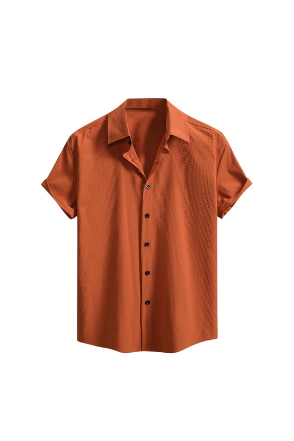 Mens Summer Textured Shirt Casual Button Down Business Short Sleeve Shirts Stylish Beach Cotton Linen T Shirts