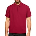thumbnail image 1 of Mens Summer Tops Soft Cotton Knit Shirt Polo-Collared Shirt Business Casual Tees Short Sleeve Golf Outfit (2XL, Red), 1 of 8