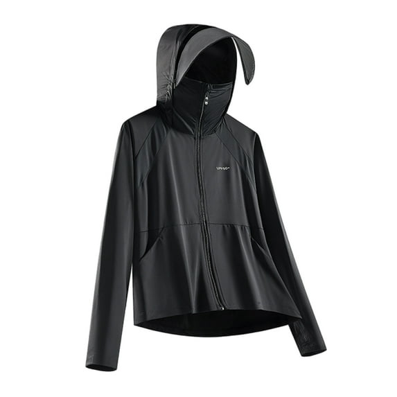 Mens Summer UPF 50+ Sun Protection Hoodie Jacket Lightweight Breathable Zip Up Sun Shirts with Face Cover Pocket for Hiking Fishing Cycling Outdoor Adventures