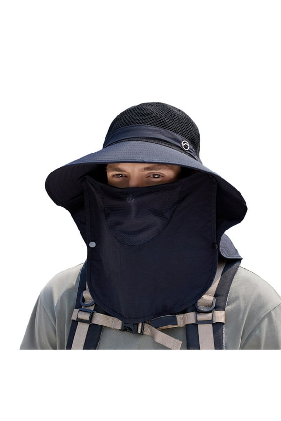 Mens Sun Hats,Fishing Hat for Men & Women, Outdoor UV Sun Protection UPF 50+ Protection Wide Brim Hat with Face Cover & Neck Flap