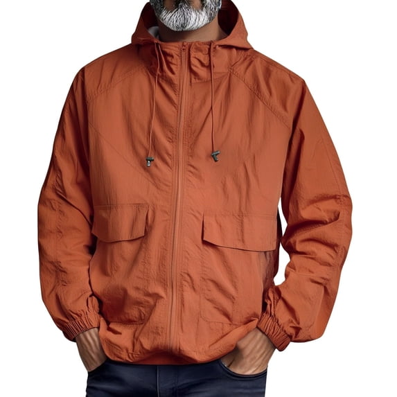 Mens Sun Jacket Casual Hooded Fishing Lightweight Long Sleeve Jacket Summer Fall Full-Zip Rash Guard Shirts with Pockets