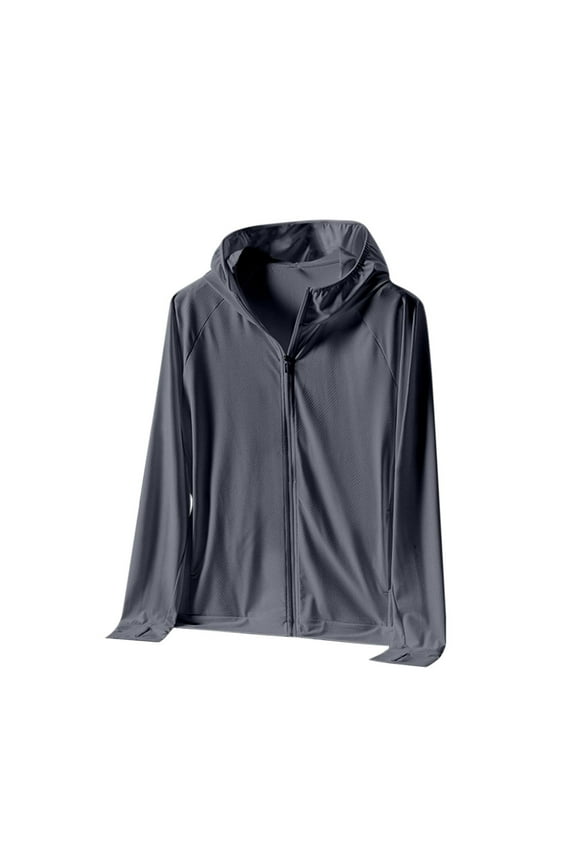 Mens Sun Jacket UPF 50+ Hoodie Summer Full Zip Uv SPF Cooling Shirt Lightweight Thin Summer Athletic Track Jackets Dark Gray L