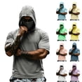 thumbnail image 1 of Mens Sun Protection Hoodie UPF 50+ Short Sleeve Sun Shirts Lightweight Quick Dry Rash Guard with Mask Fishing Shirts, L, 1 of 10