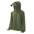 thumbnail image 1 of Mens Sun Protection Hoodie with Mask & Visor UPF 50+ Long Sleeve Sun Shirts Rash Guard Fishing Hiking Zip Up Jackets, 1 of 3
