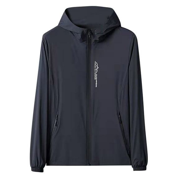 Mens Sun Protection Jackets Lightweight Thin Breathable Outdoor Jacket with Hood Men & Women Fishing Thin Coat with Pockets Outdoor Hooded Jacket Dark Gray 4XL