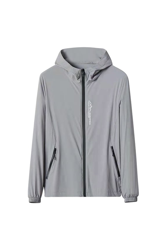 Mens Sun Protection Jackets Lightweight Thin Breathable Outdoor Jacket with Hood Men & Women Fishing Thin Coat with Pockets Women's Fleece Lined Jackets Gray XXL