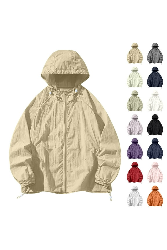 Mens Sun Protection Shirt UPF 50+ Long Sleeve Jackets Solid Color Summer Fishing Outdoor Waterproof Quick Dry Zip Up Tops