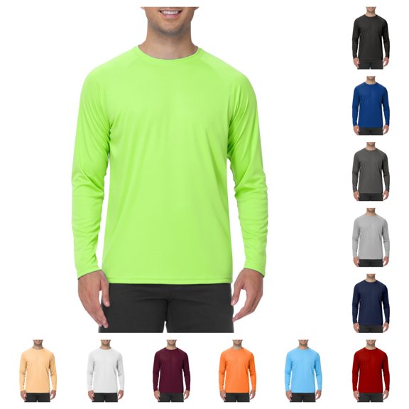 Mens Sun Protection Shirts Swim Quick Dry Shirts UPF 50+ UV Long Sleeve Rash Guard Outdoor Fishing Running Shirts Fluorescent Green XL