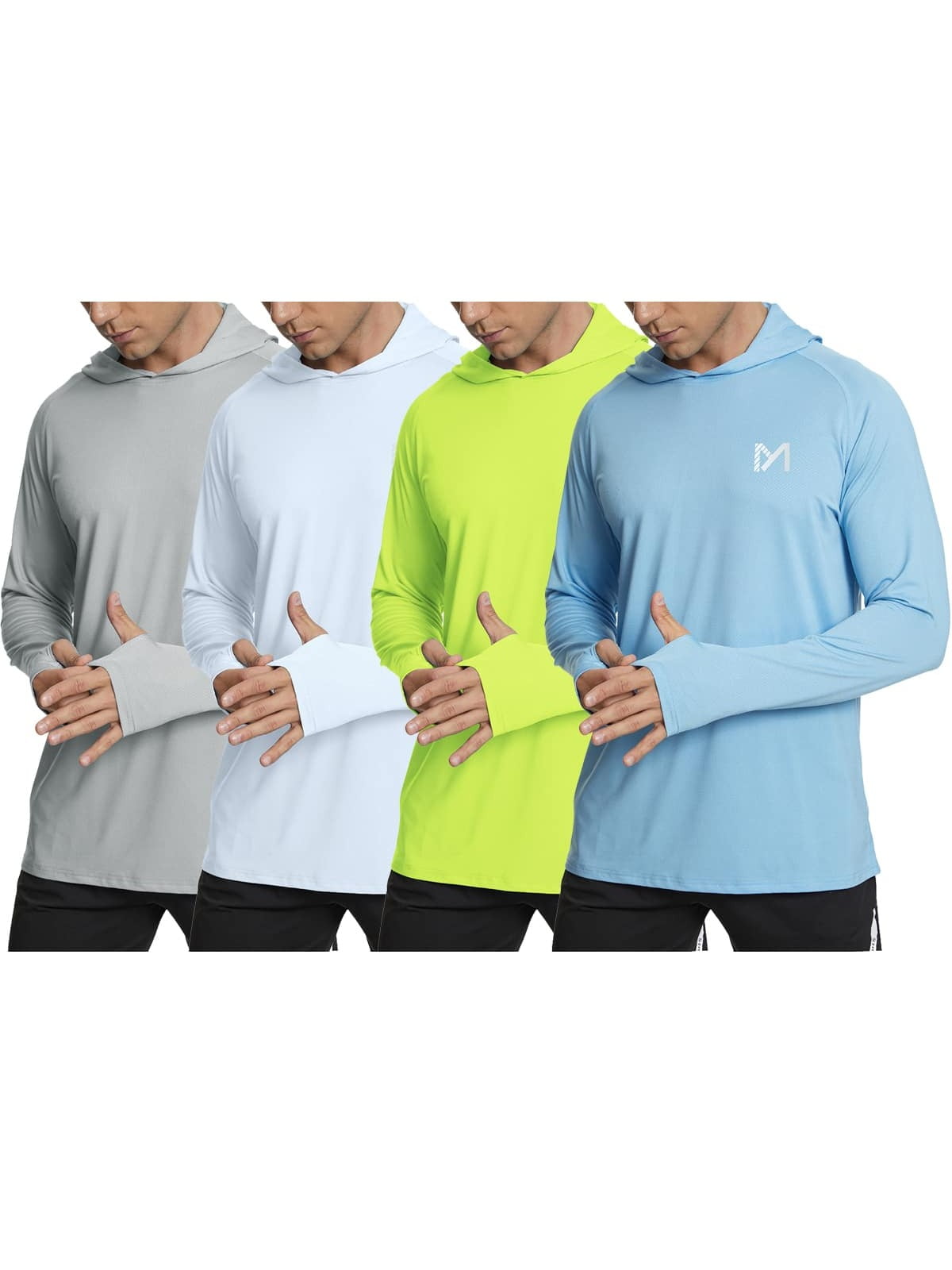 Mens Sun Protection Swim Shirts Long Sleeve UV Hoodie Cool Dry UPF 50