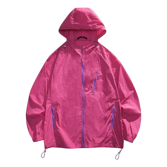 Mens Sun Shirts, Men's UPF 50+ Light Jacket Full Zip Sun Protection Hoodie Long Sleeve Sun Shirts for Men Hiking Fishing Zip Pockets S-3XL