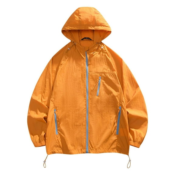 Mens Sun Shirts, Men's UPF 50+ Light Jacket Full Zip Sun Protection Hoodie Long Sleeve Sun Shirts for Men Hiking Fishing Zip Pockets S-3XL