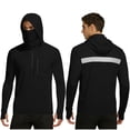 thumbnail image 1 of Mens Sun Shirts UV Protection Long Sleeve Quarter Zip Thumb Holes Hooded Top UPF 50+ Lightweight Breathable Shirt with Face Cover, 1 of 9