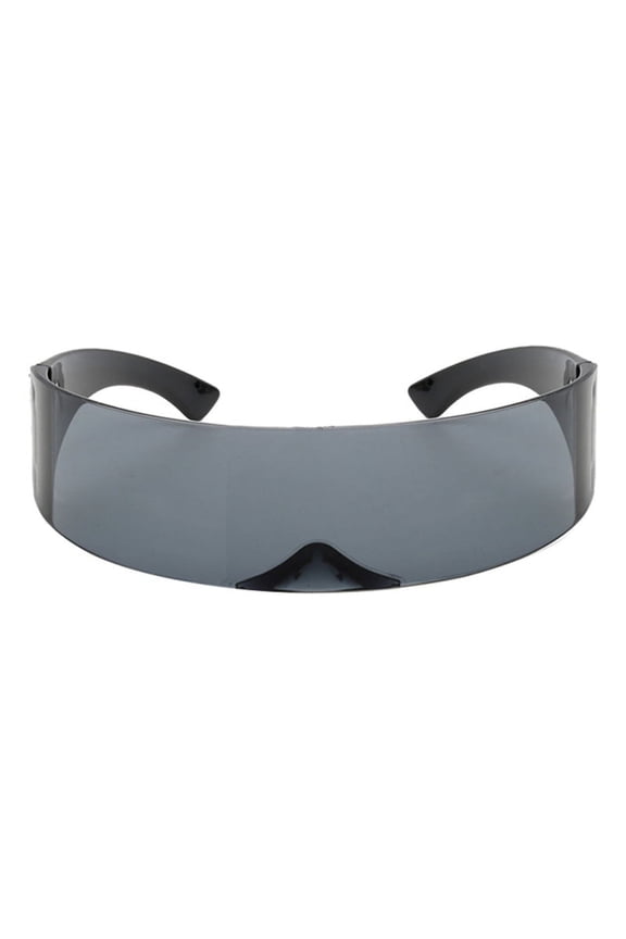 Mens Sunglasses Dress Up Party Piece Futuristic Wrap Visor Glasses for Party - Gray