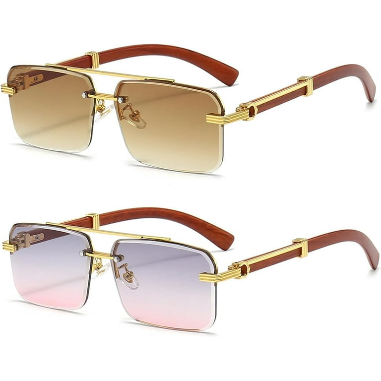 Mens Sunglasses Fashion Rimless Rectangle Sunglasses Square Frameless Sunglasses For Men Walmart